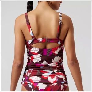 Athleta Square Neck Bra Tankini TOP swim 34B C Hero Bloom Decadent Chocolate NWT